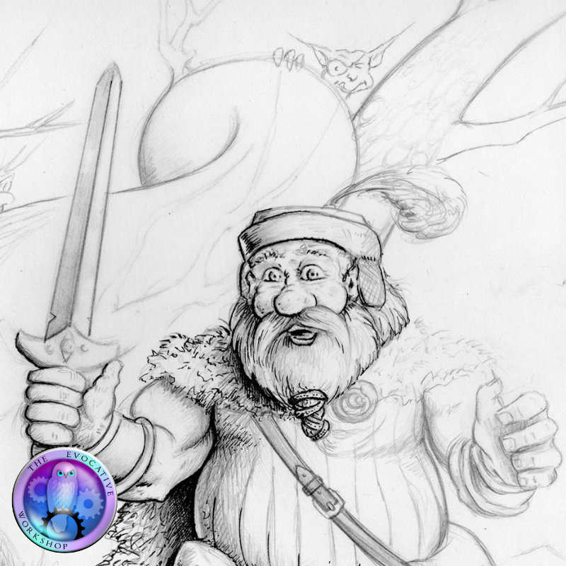 Concept   Sketch_Bumbling Warrior vs Faeries